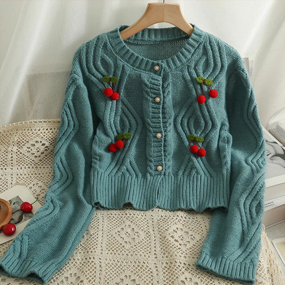 Cherry Knitted Cardigan - Her.Minds