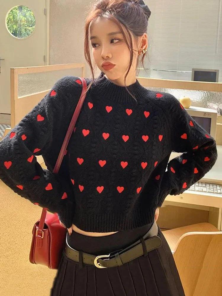 Embroidery Heart Sweater - Her.Minds