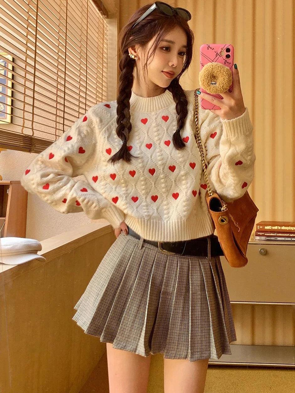 Embroidery Heart Sweater - Her.Minds